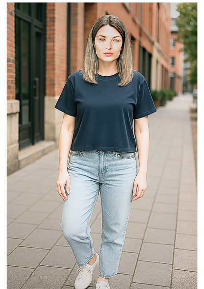 Ladies Boxy Cropped T-Shirt – Premium Blank