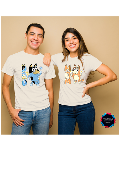 Bluey Adults and Couple T-Shirts – Dad Designed by Printfield