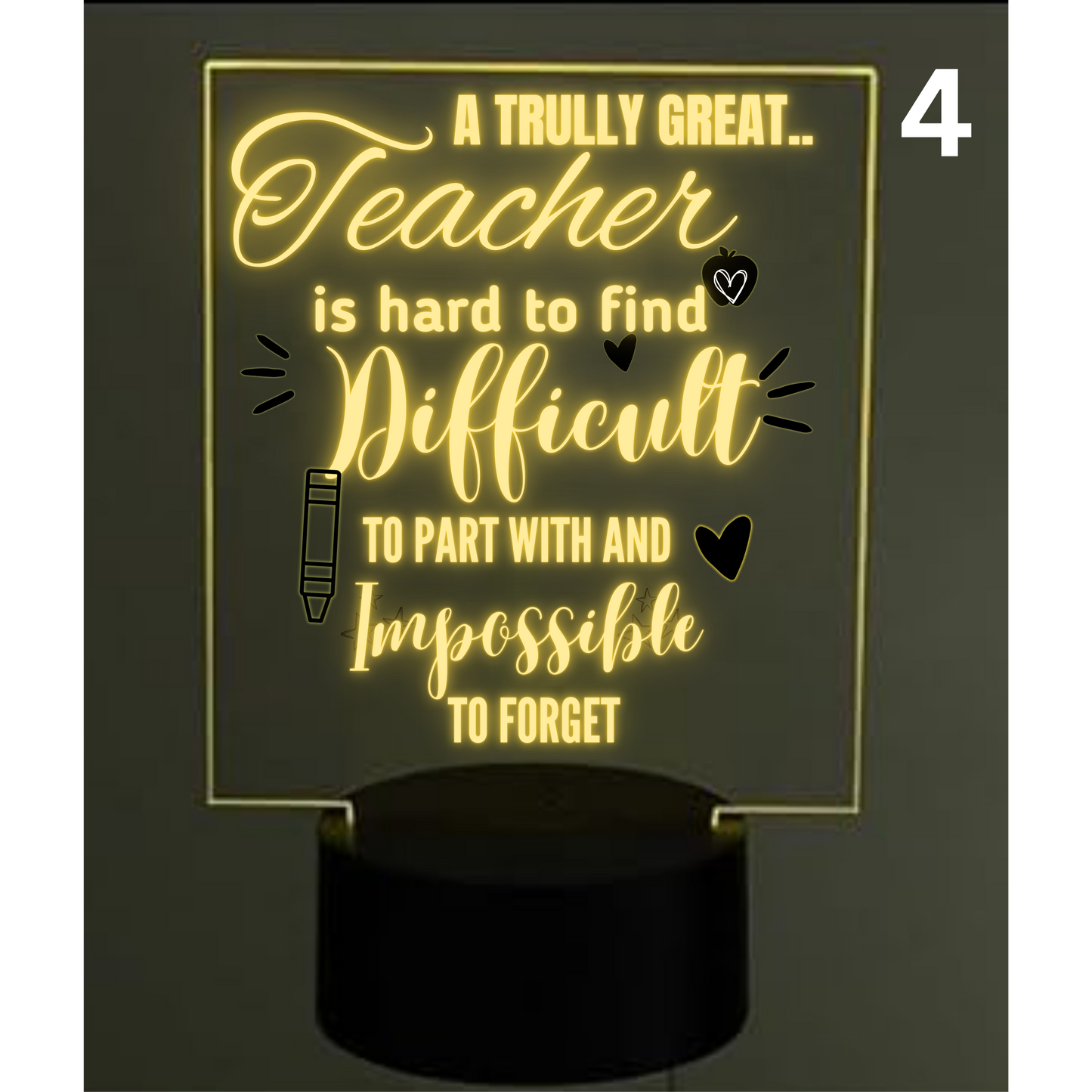 Personalised LED Acrylic Night Light – Teacher Gift - Designed by Printfield