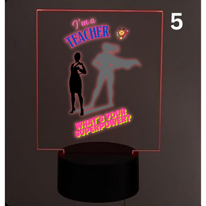 Personalised LED Acrylic Night Light – Teacher Gift - Designed by Printfield