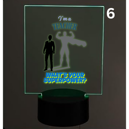 Personalised LED Acrylic Night Light – Teacher Gift - Designed by Printfield