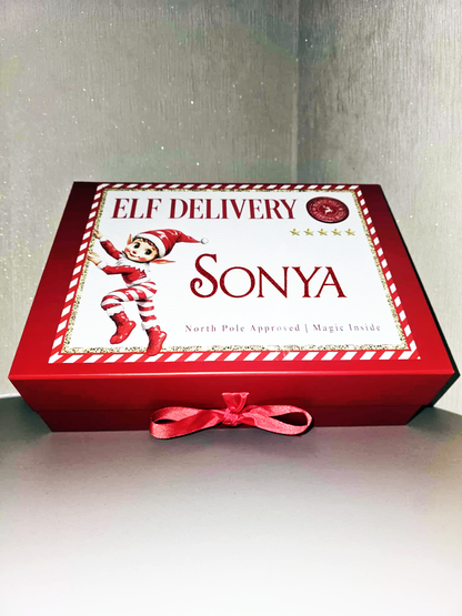 Personalised Red Folding Magnetic Gift Box with Ribbon