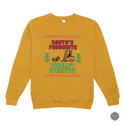 Santa’s Favourite Forklift Operator Sweatshirt – Funny Christmas Jumper for Forklift Drivers – Workwear Xmas Gift