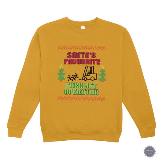 Santa’s Favourite Forklift Operator Sweatshirt – Funny Christmas Jumper for Forklift Drivers – Workwear Xmas Gift