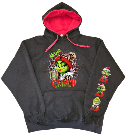 Cottonridge Eclipse Premium Contrast Hoodie – Mama Grinch Edition