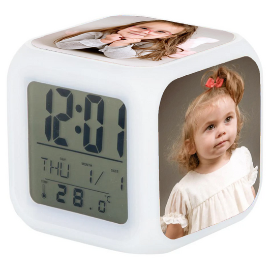 Digital LED Alarm Clock – Colour Changing with Photos