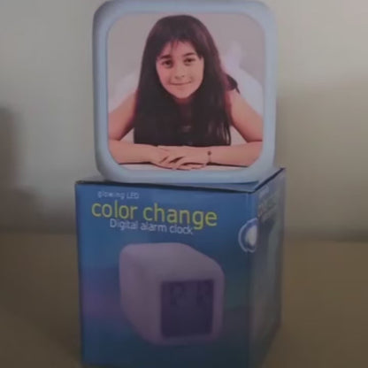 Digital LED Alarm Clock – Colour Changing with Photos